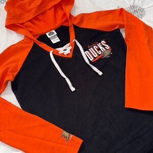 Anaheim Ducks Hooded Laced Long Sleeve Hoodie Shirt